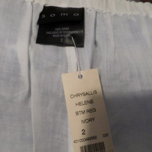 Soma by Chico's White Beach Cover Up Pants NWT Sz M/L - Picture 6 of 6